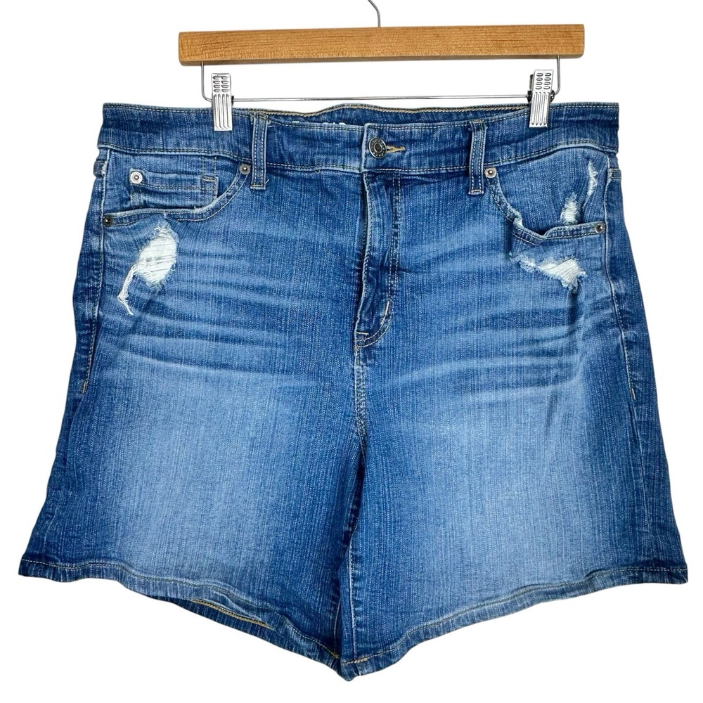 Torrid Perfect 5" Denim Shorts Size 16 High Rise Distressed Stretch Blue